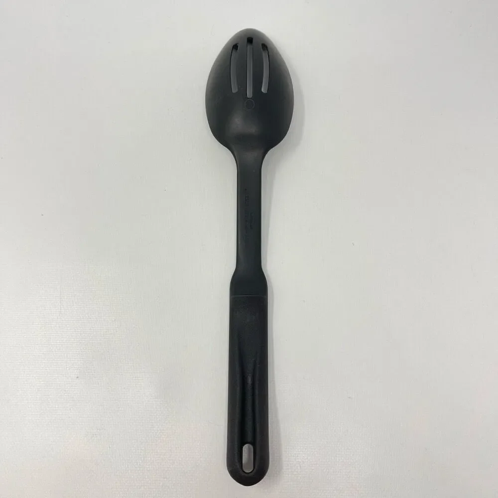 Pampered Chef Kitchen Utensil Black Slotted Serving Cooking Spoon Vintage
